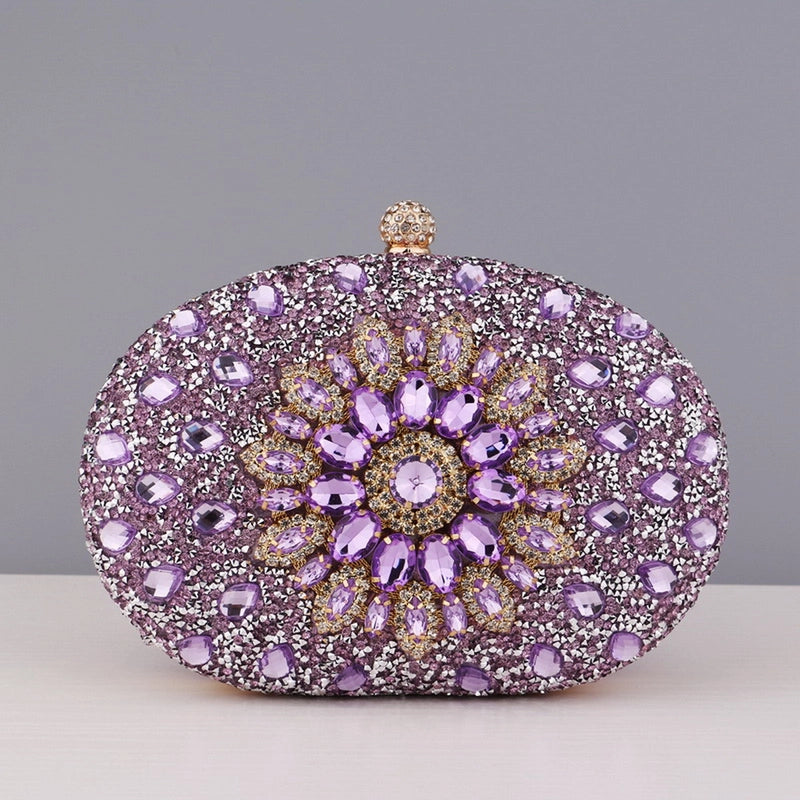 Champagne Rose Red Sky Blue Polyester Solid Color Oval Evening Bags