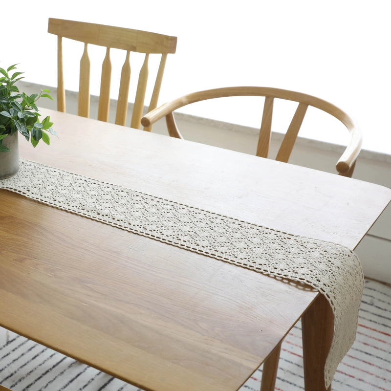 Country Handmade Crochet Table Runner Tablecloth Table Towel Tea Table Towel Cotton Cotton Linen Art