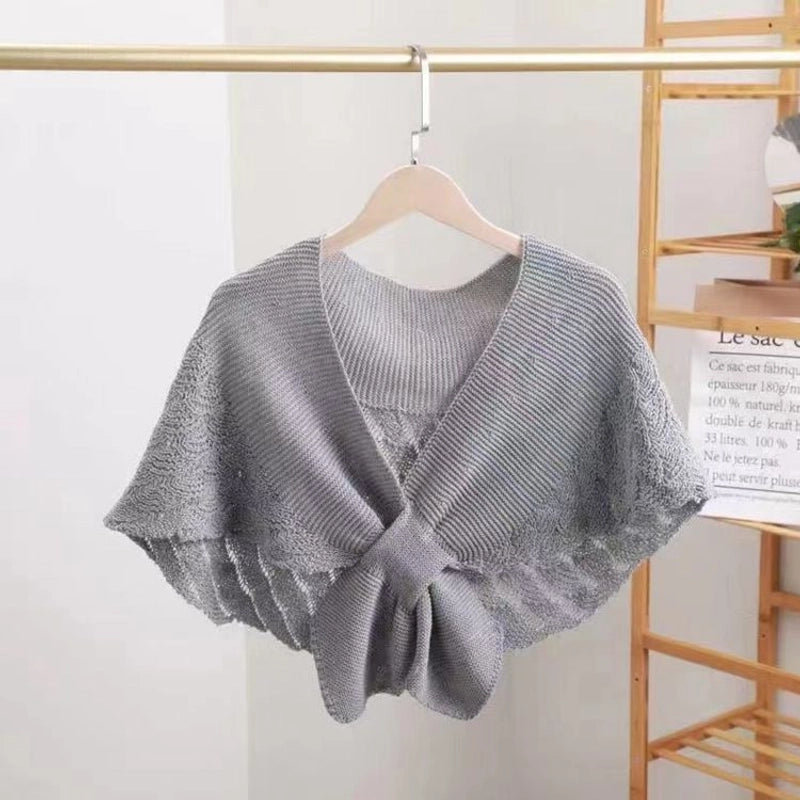 Women's Elegant Solid Color Knit Hollow Out Shawl