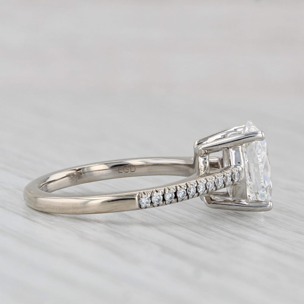 Lab Grown Oval Diamond Engagement Ring 18k White Gold Size 7 IGI 2.32ctw