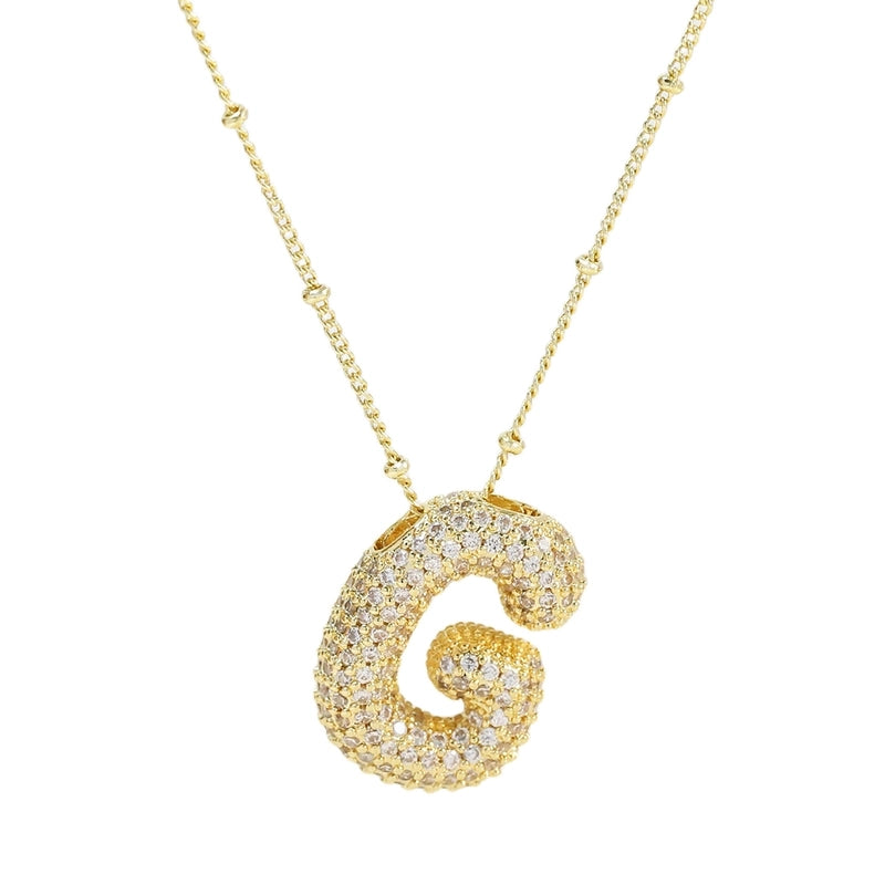 Europe And America  Hot Sale Fashion 26 English Letters Pendant Necklace Copper Micro Inlaid Zircon Balloon Letter Collarbone Necklace Choker Pendant