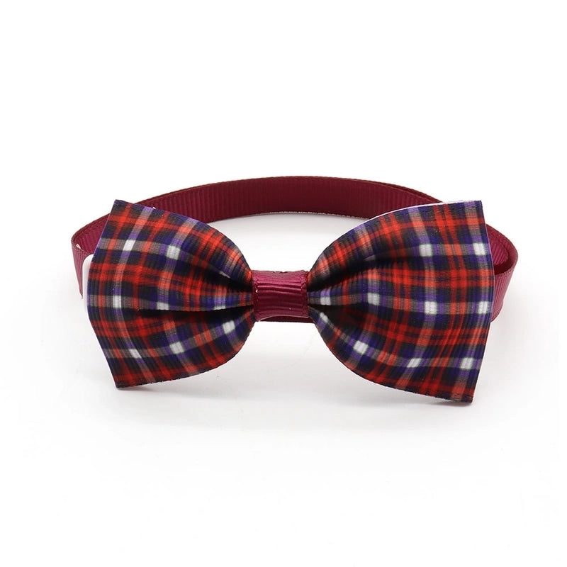 Fashion Pet Dog Cat Tie Collar Accessories Plaid Striped Pet Bow Tie