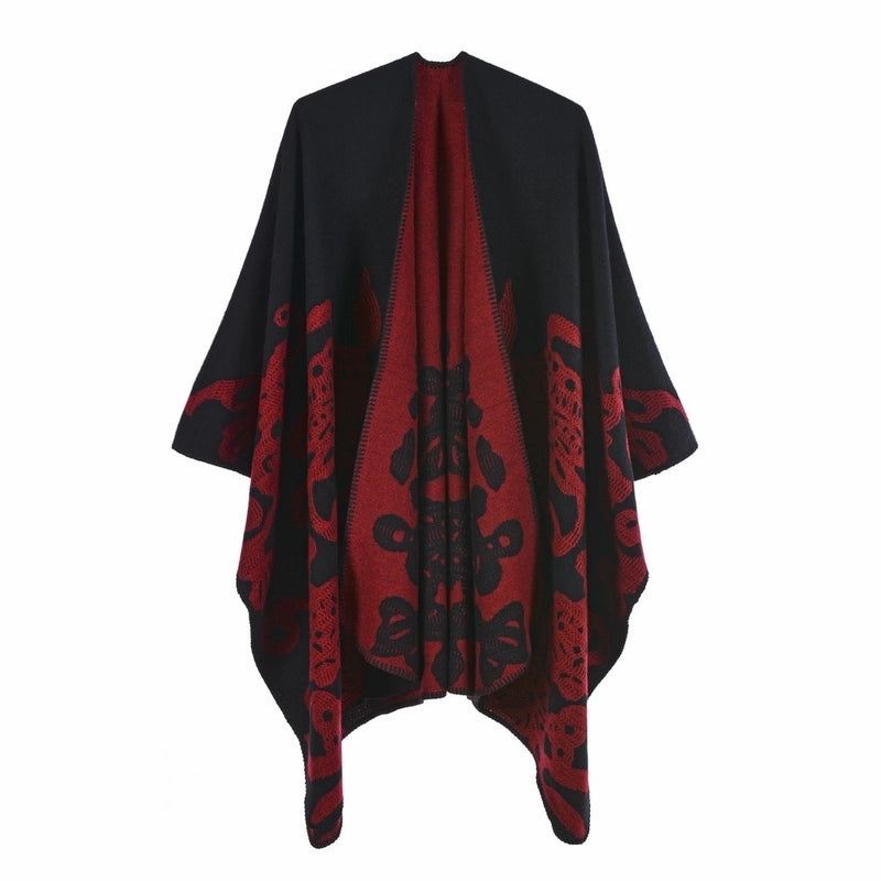 Women's Scarf Shawl Creative New Fashion Cashmere Jacquard Split Thickened Large Cloak Air Conditioning Warm Shawl