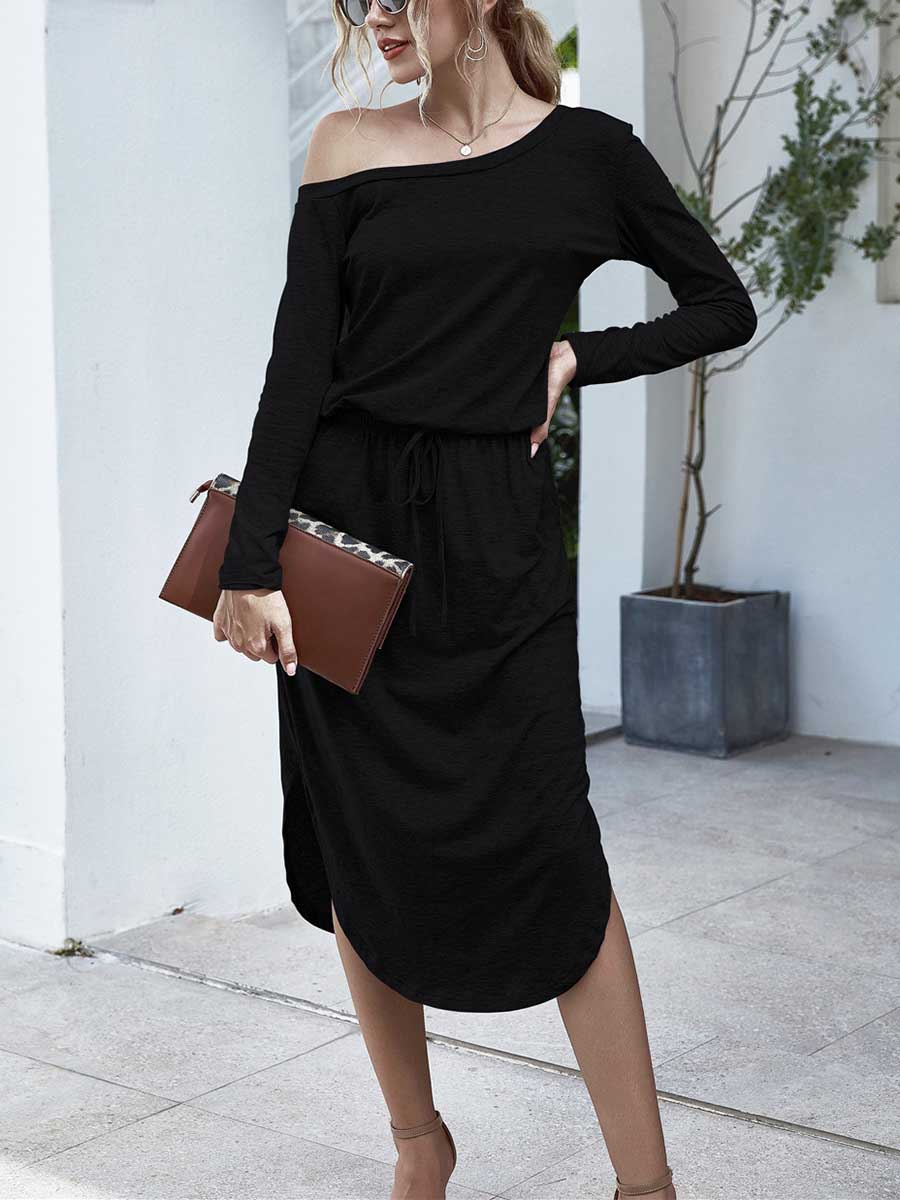 Strapless Long Sleeve Split Dress
