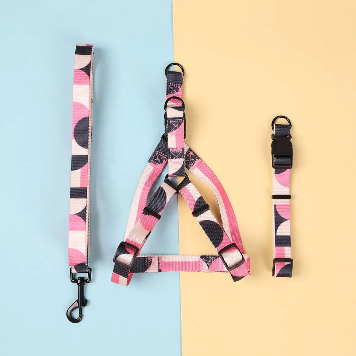 Adjustable Abstract Dog Harness & Leash