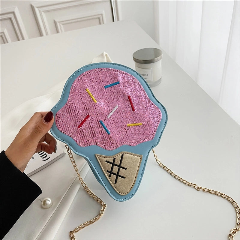 Women's Small Pu Leather Ice Cream Streetwear Zipper Crossbody Bag