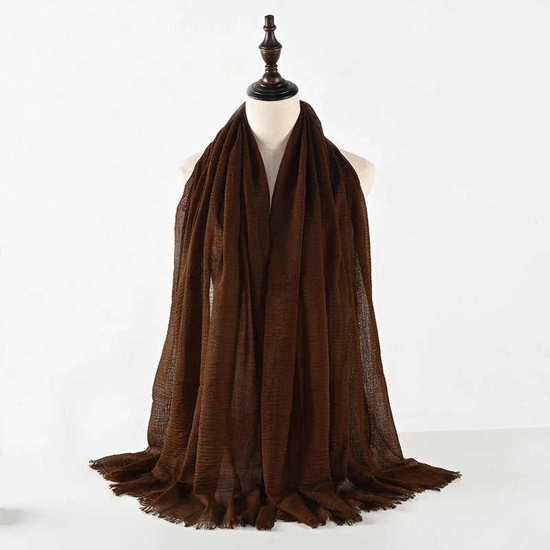 Women's Vacation Minimalist Solid Color Cotton Silk Scarf