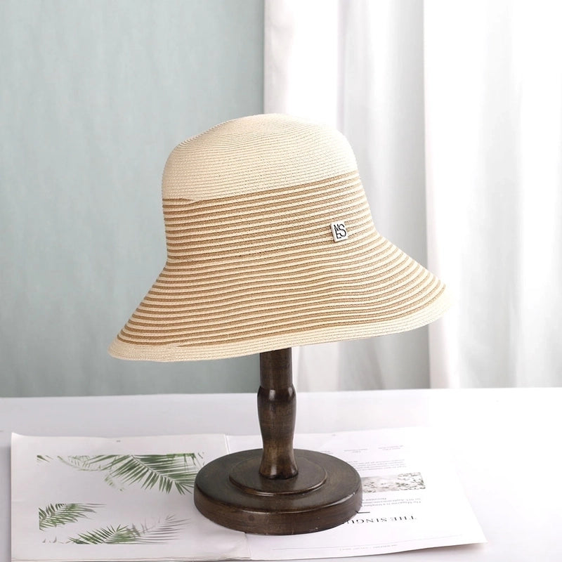 Women's Vacation Stripe Big Eaves Straw Hat