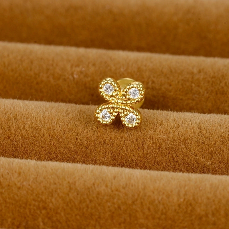 1 Piece Ig Style Minimalist Star Heart Shape Flower Plating Inlay Stainless Steel Zircon Ear Studs