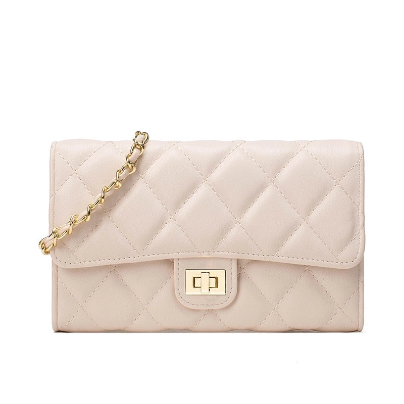 Women's Pu Leather Solid Color Streetwear Square Lock Clasp Shoulder Bag