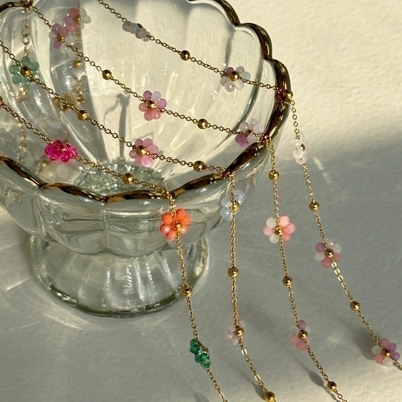 Minimalist Water Droplets Flower Titanium Steel Patchwork Jewelry Set