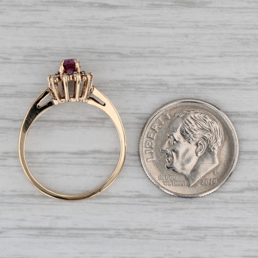 0.42ctw Oval Ruby Diamond Halo Ring 10k Yellow Gold Size 6.25