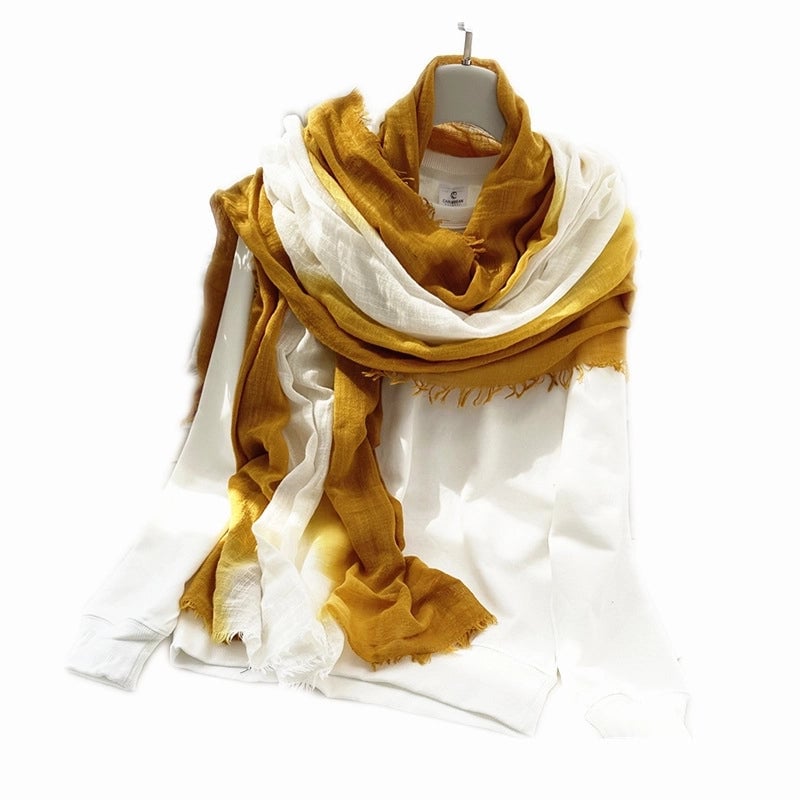 Unisex Minimalist Color Block Cotton Scarf