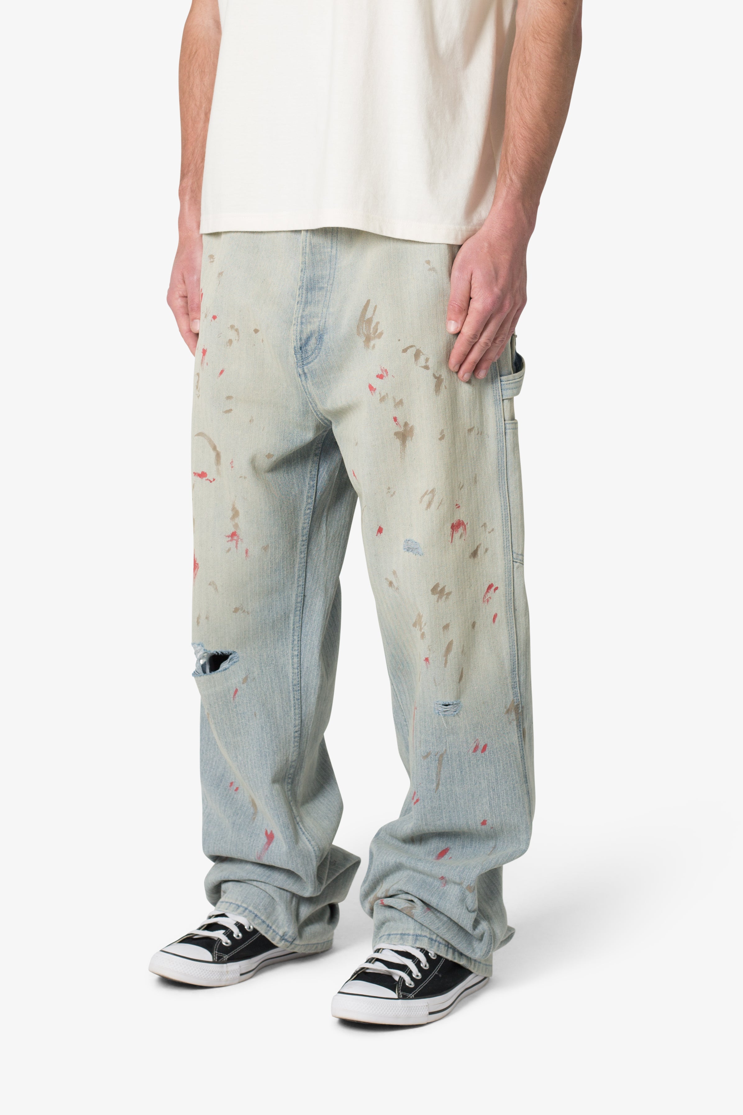 Ultra Baggy Painted Work Denim - Vintage Blue