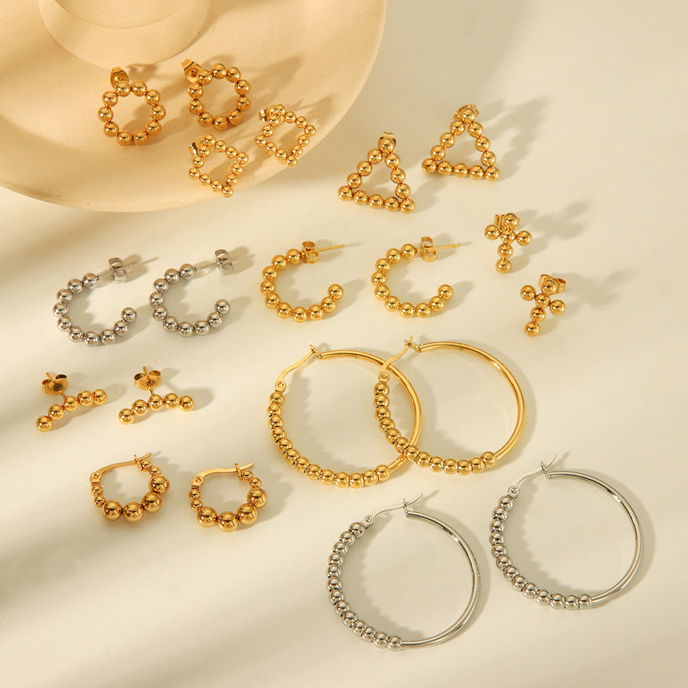 Sphere Geometric Stainless Steel Electroplating Earrings