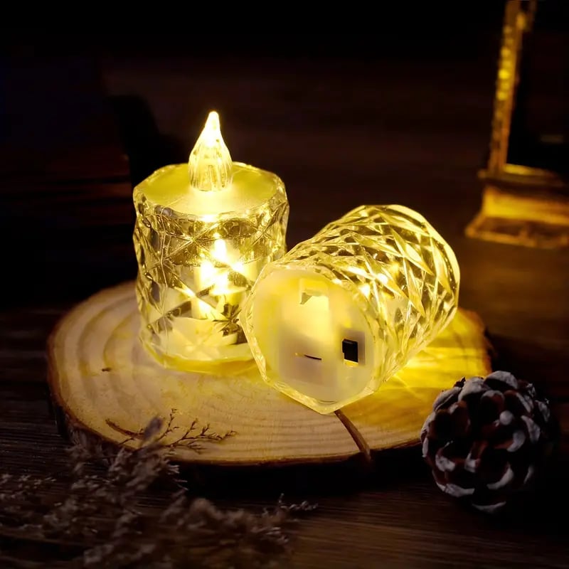 🔥3pcs/SET Crystal Flameless Candle Light