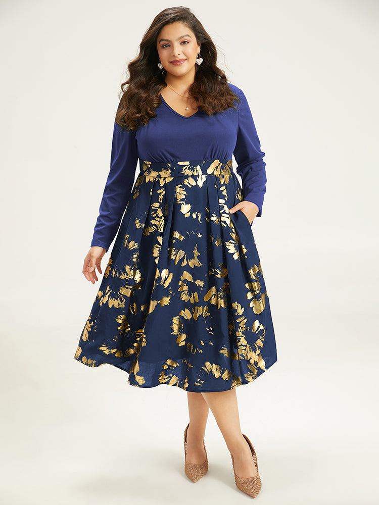 Brush Glitter Pocket Patchwork Dress