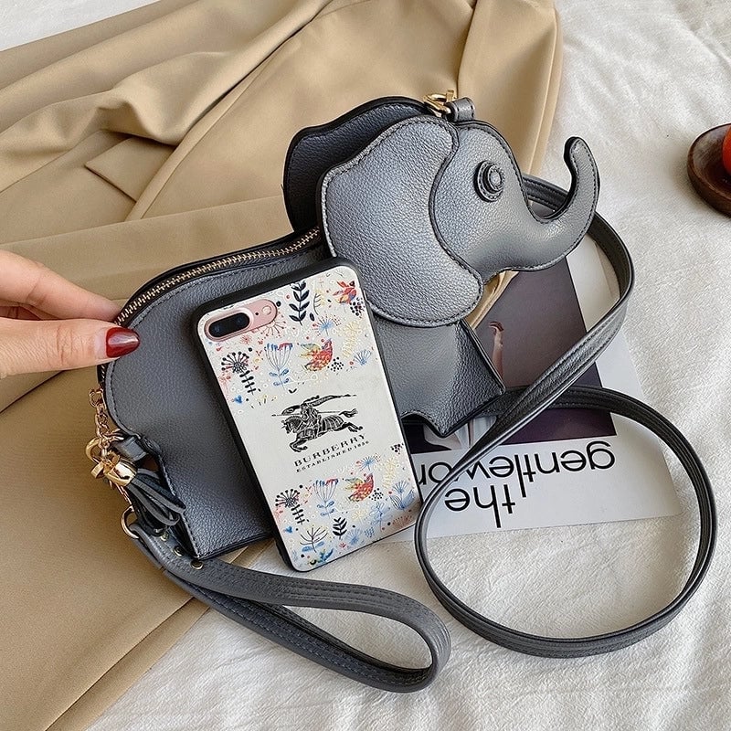 Women's Small Pu Leather Elephant Streetwear Elephant-shaped Zipper Crossbody Bag