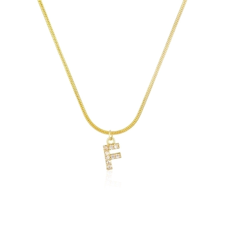 304 Stainless Steel Copper Classic Style Inlay Letter Zircon Pendant Necklace
