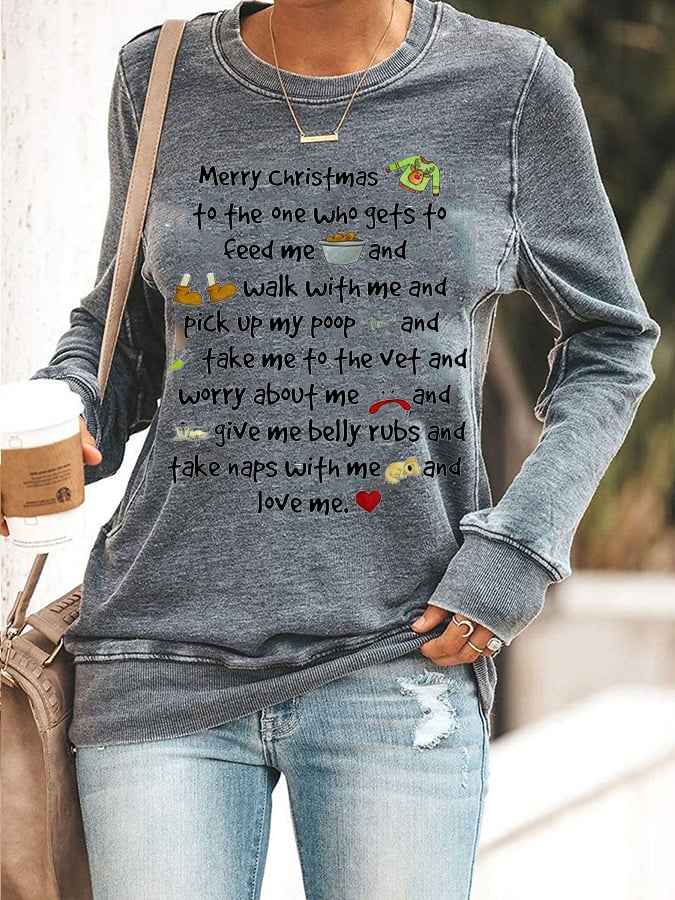 Women's Grinches Print Crew Neck Sweatshirt