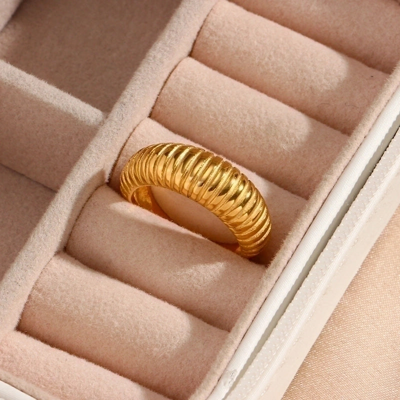 Minimalist Geometric 304 Stainless Steel 18K Gold Plated Rings