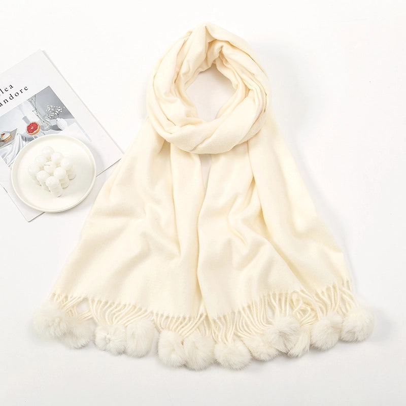Women's Minimalist Classic Style Solid Color Imitation Cashmere Tassel Scarf