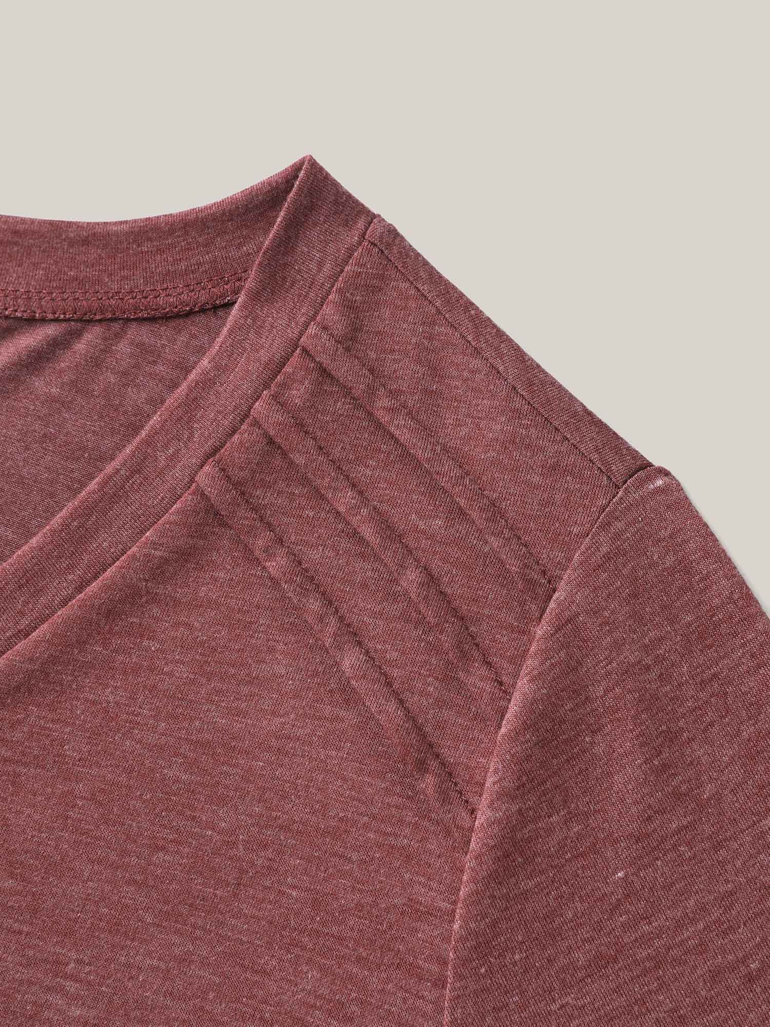 Plicated Detail Shoulder Plain T-Shirt