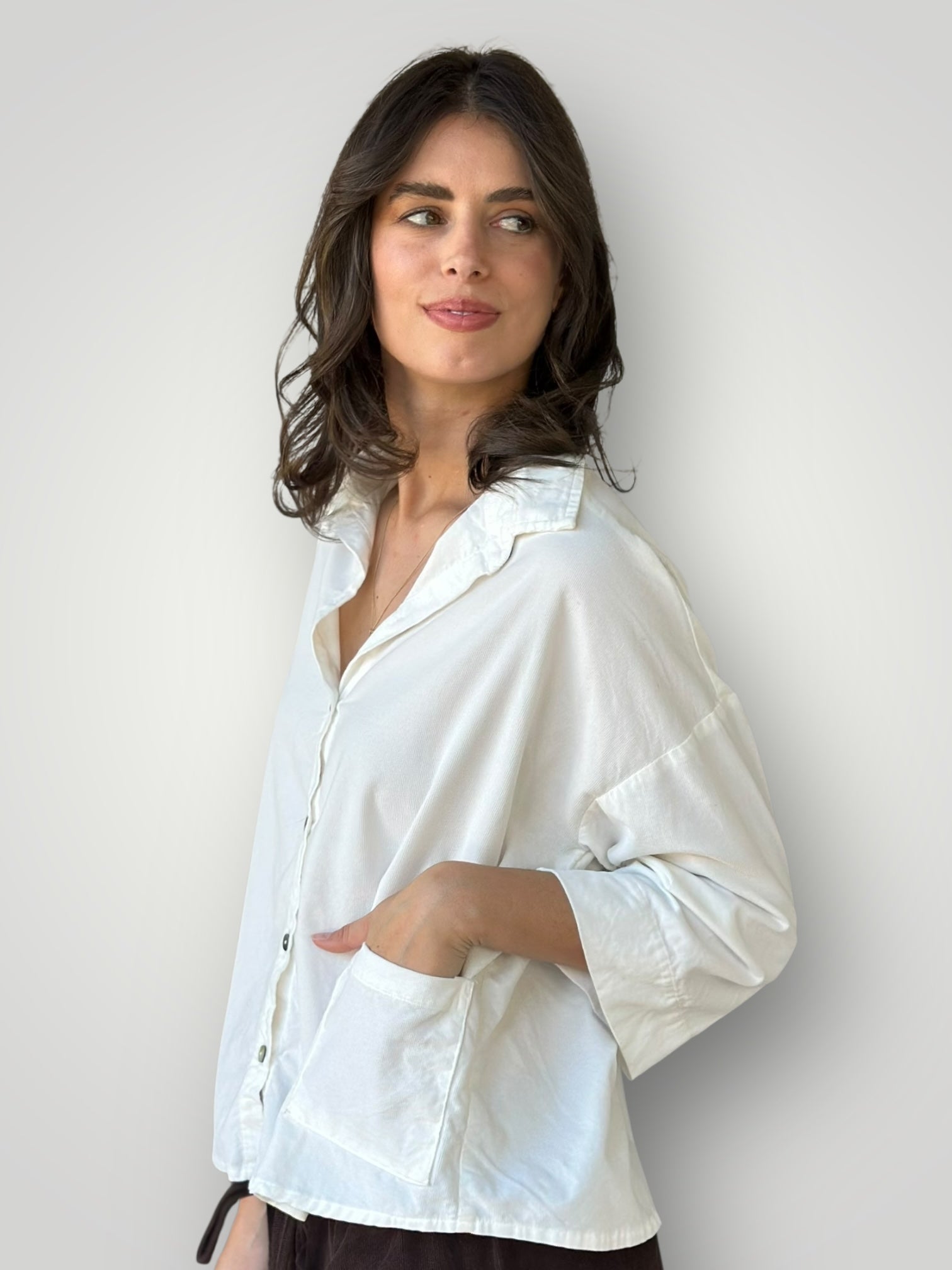 deanna shirt - winter white cord