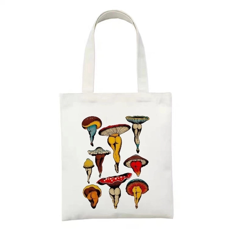 Women's Minimalist Artistic Animal Mushroom Butterfly Shopping Bags