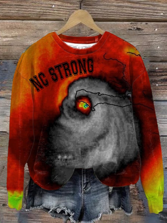 Women's Hurricane Abstract Print Casual Round Neck Sweatshirt