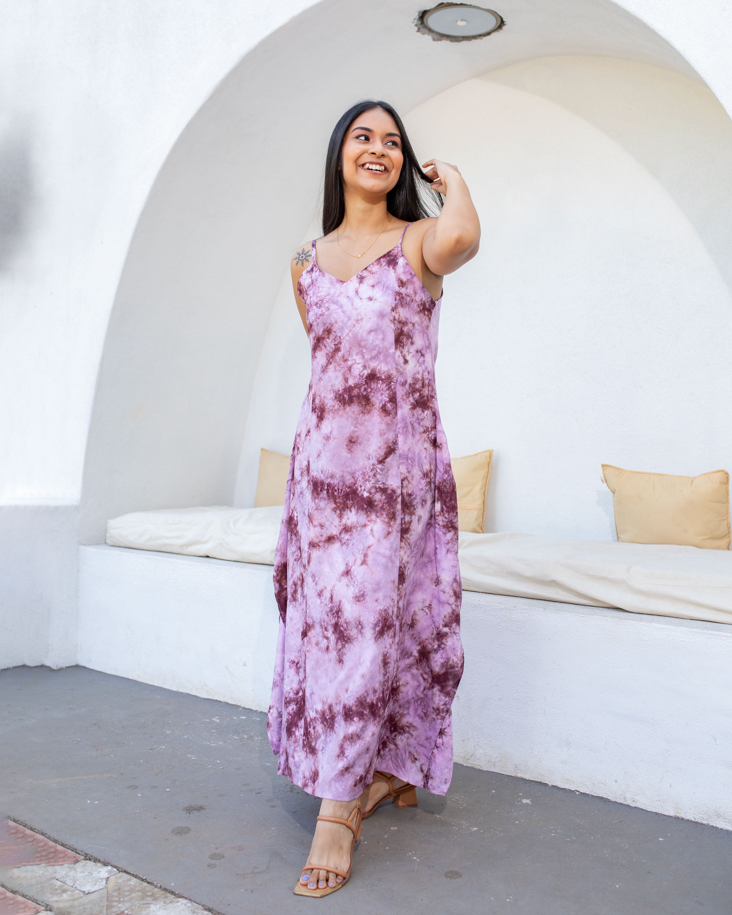 Aurora Batik Maxi Dress -Purple