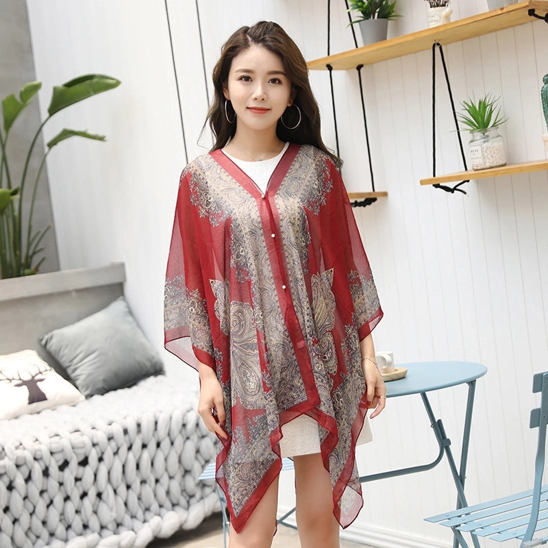 Women's Cute Sweet Printing Polyester Printing Silk Scarf