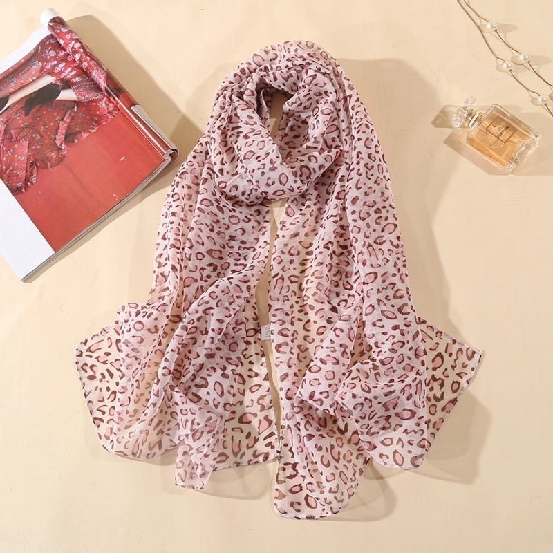 Sand Scarf Summer Small Scarf Dual-use Small Scarf Classic Leopard Chiffon Scarf Women Thin Shawl