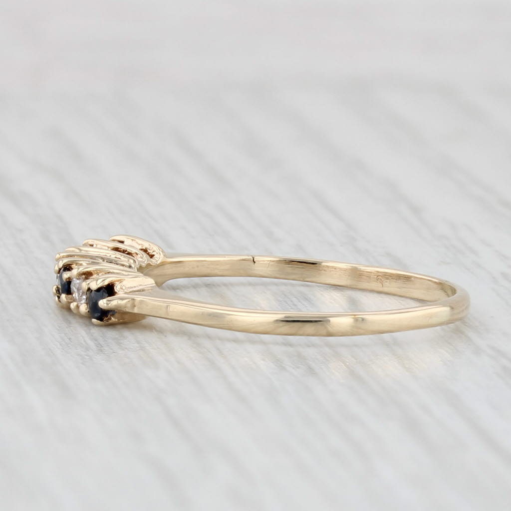 0.21ctw Blue Sapphire Diamond Ring 10k Yellow Gold Stackable Size 7