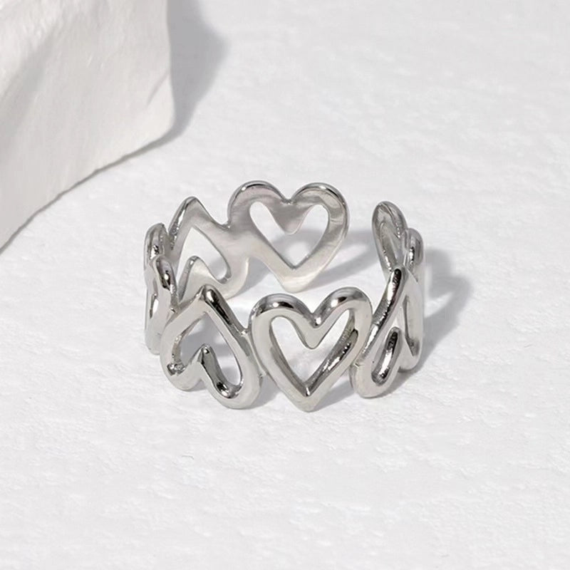 Retro Geometric Stainless Steel Gold Plated Plating Open Rings