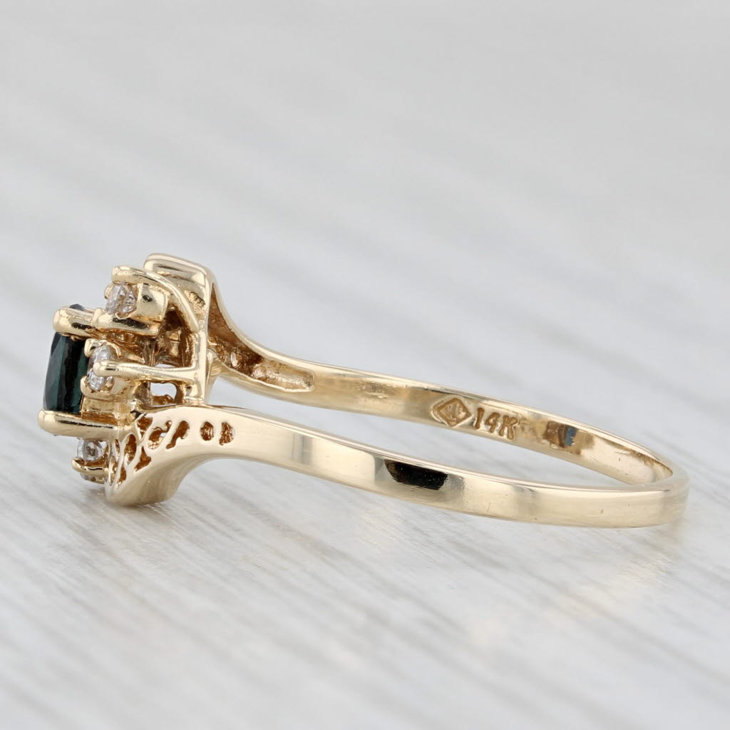 0.34ctw Blue Sapphire Diamond Bypass Ring 14k Yellow Gold Size 6.5