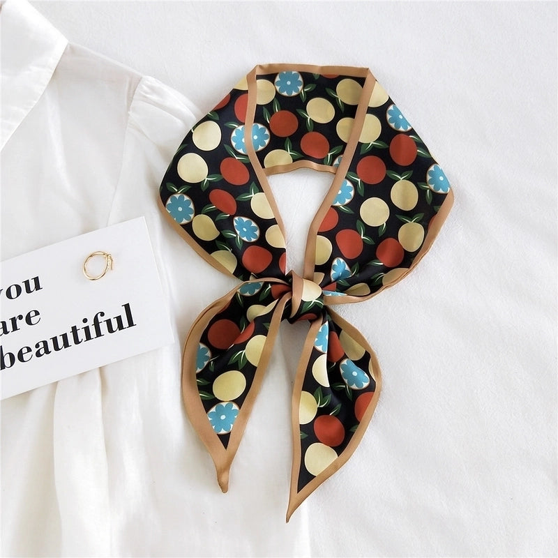 Fruit Printing Ribbon Silk Scarf