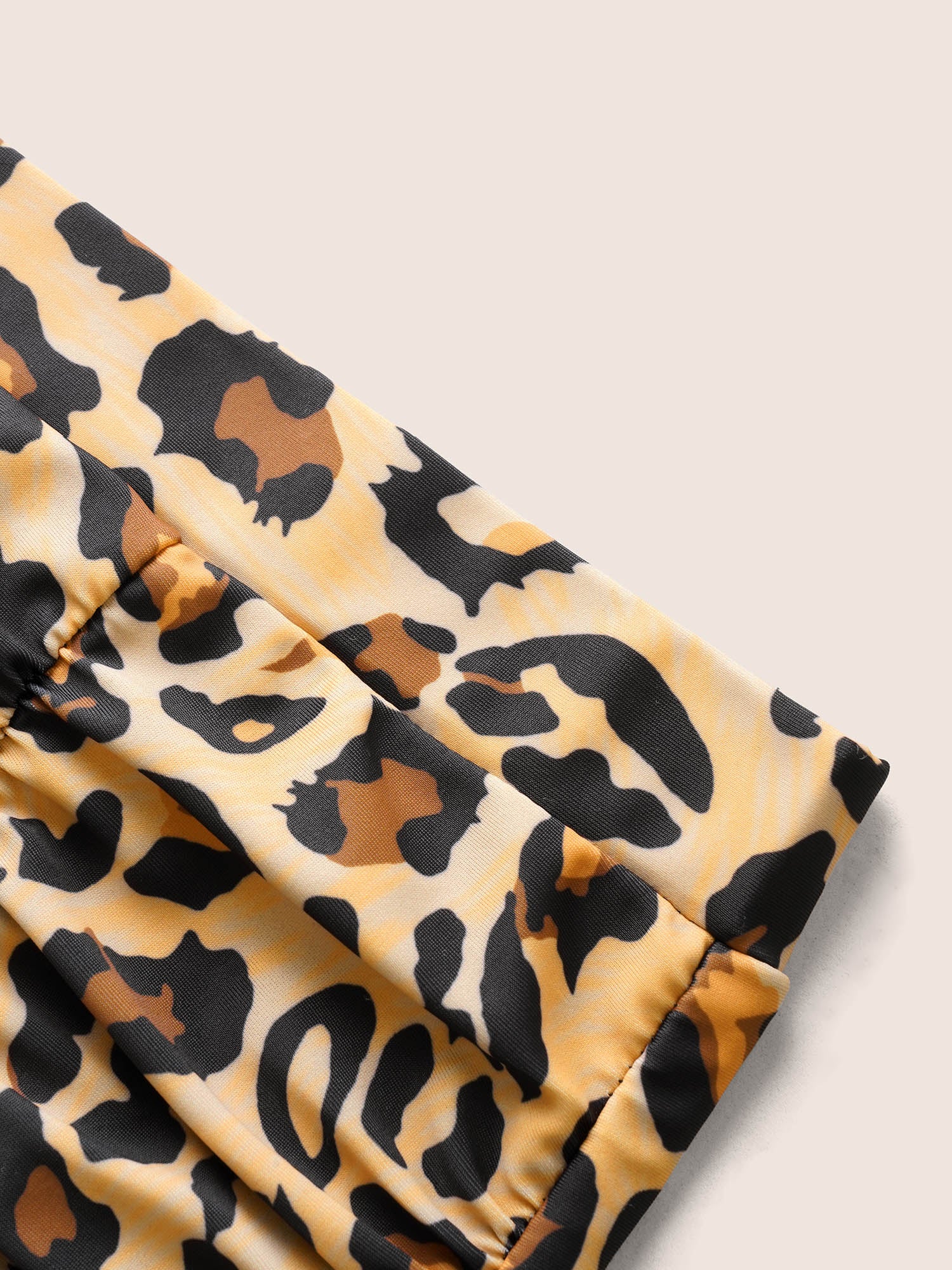 Leopard Print High Rise Ruched Swim Bottom