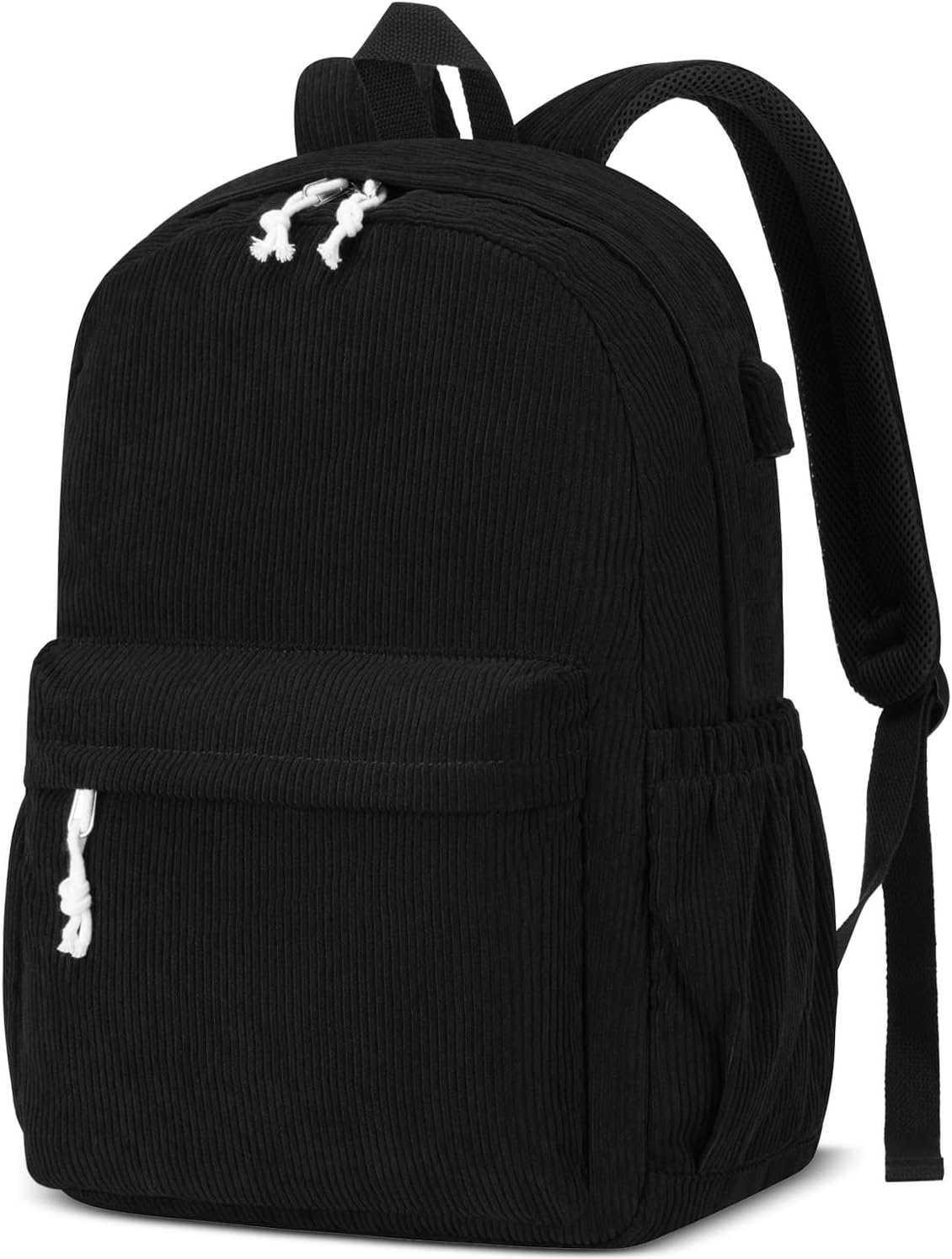 School Backpack for Teens Girls Boys, Large Corduroy College Bookbag Lightweight Backpack Purse for Women Fit for 15.6 Inch Laptop (Beige)