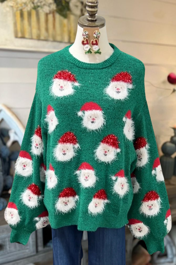 Plush Santa Claus embroidered sweater