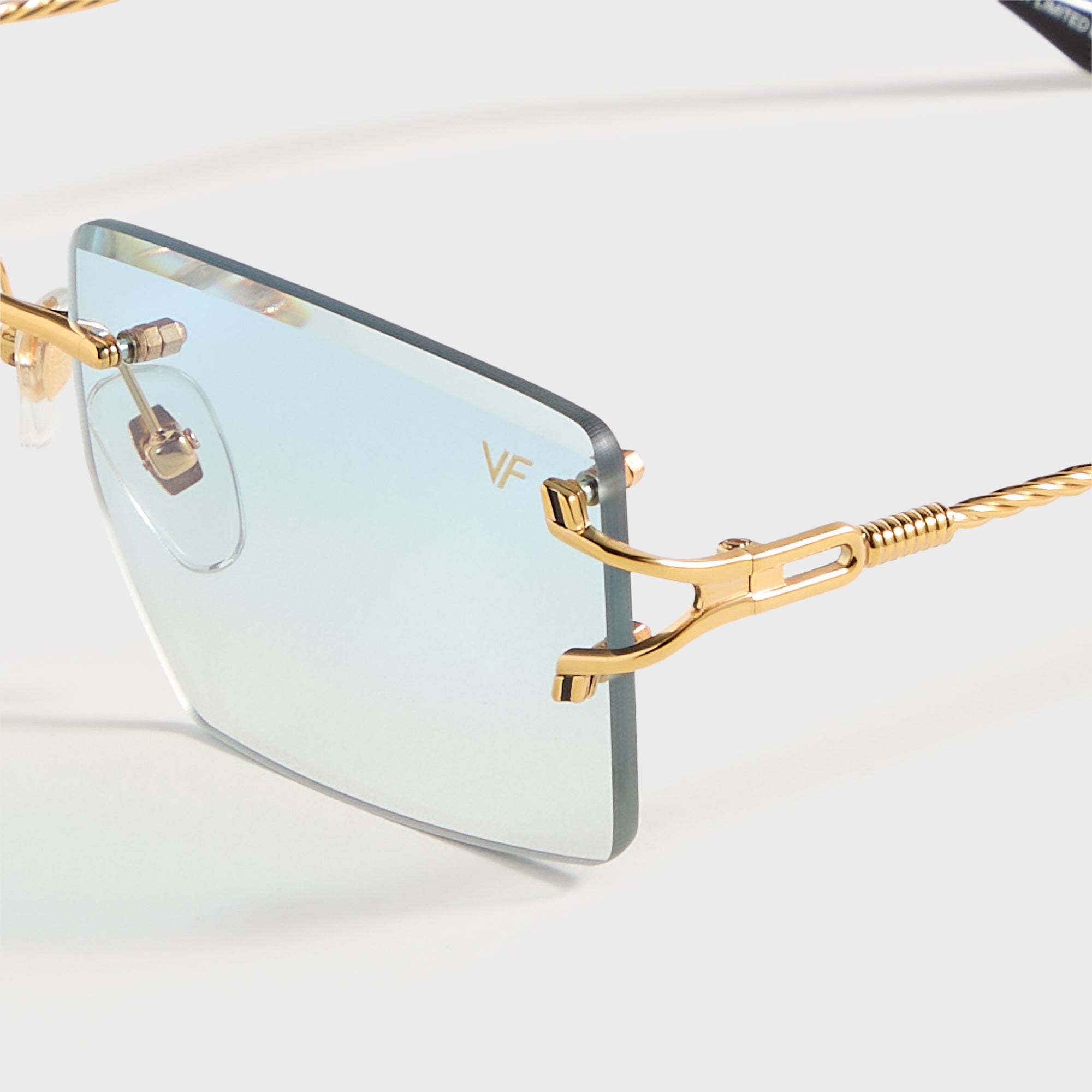 Vintage Frames Icon 24KT Yellow Gold - Sky Blue Gradient