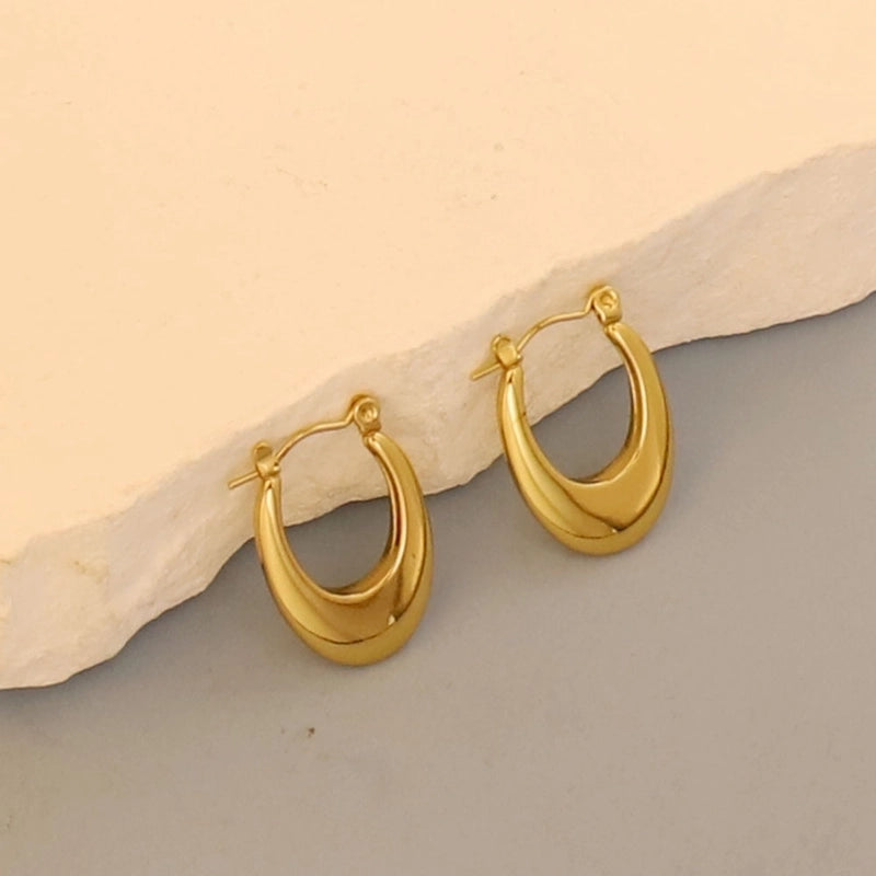 1 Pair Minimalist Pentagram Round Solid Color Plating 304 Stainless Steel 18K Gold Plated Earrings
