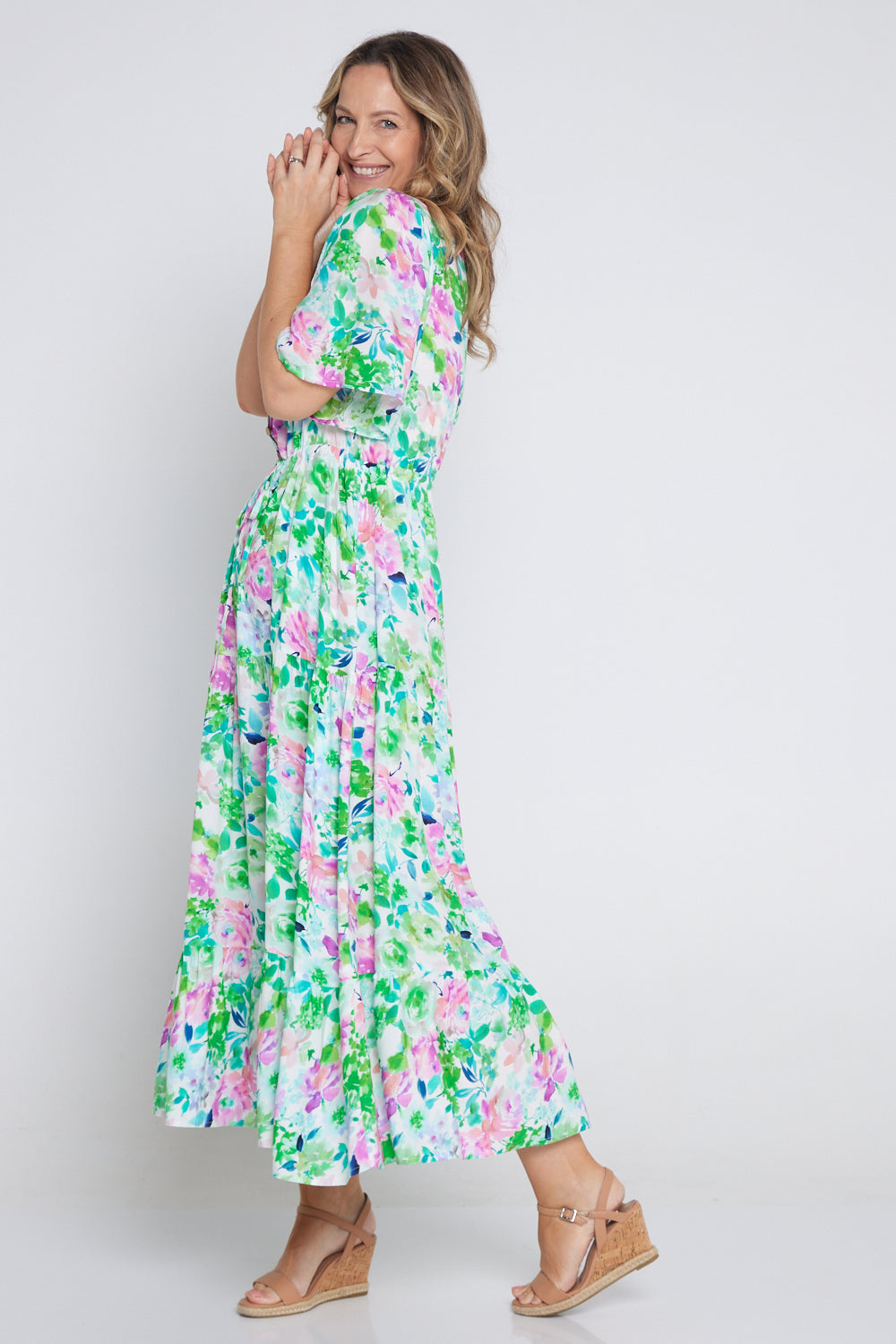 Quinn Maxi Dress - Jade/Amethyst Floral