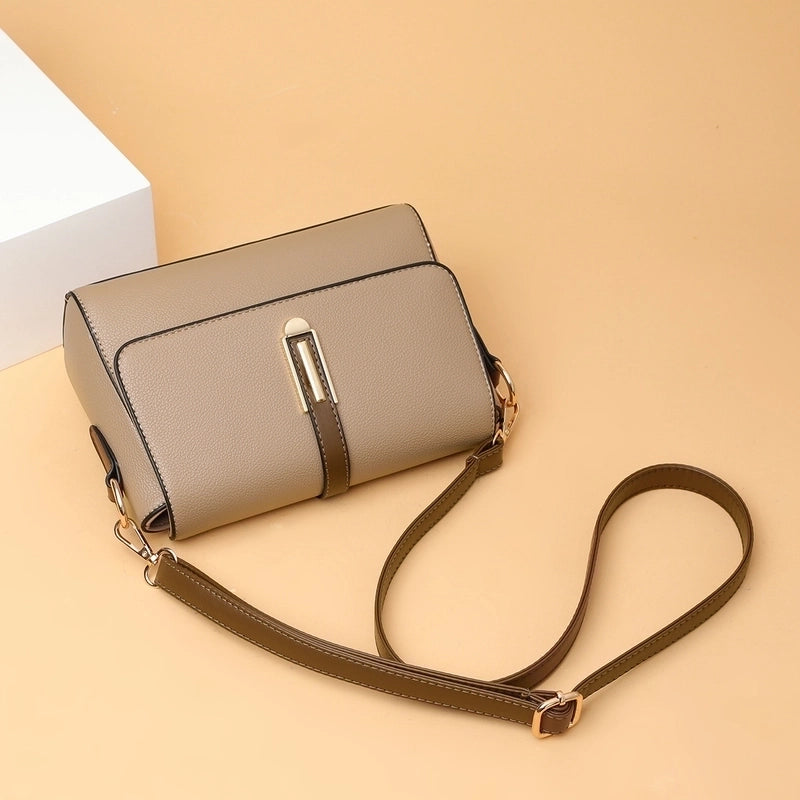 Small Square Bag Women's New Fashion Soft Leather Women's Shoulder Crossbody Bag Solid Color High-end Texture Middle-aged Mother Bag
