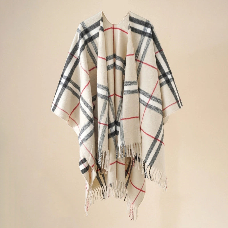 Women's Casual Lattice Polyester Tassel Shawl