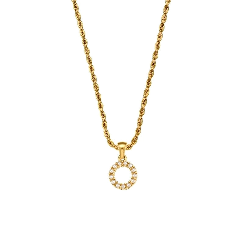Fashion Letter 304 Stainless Steel Pearl 18K Gold Plated Plating Inlay Pendant Necklace
