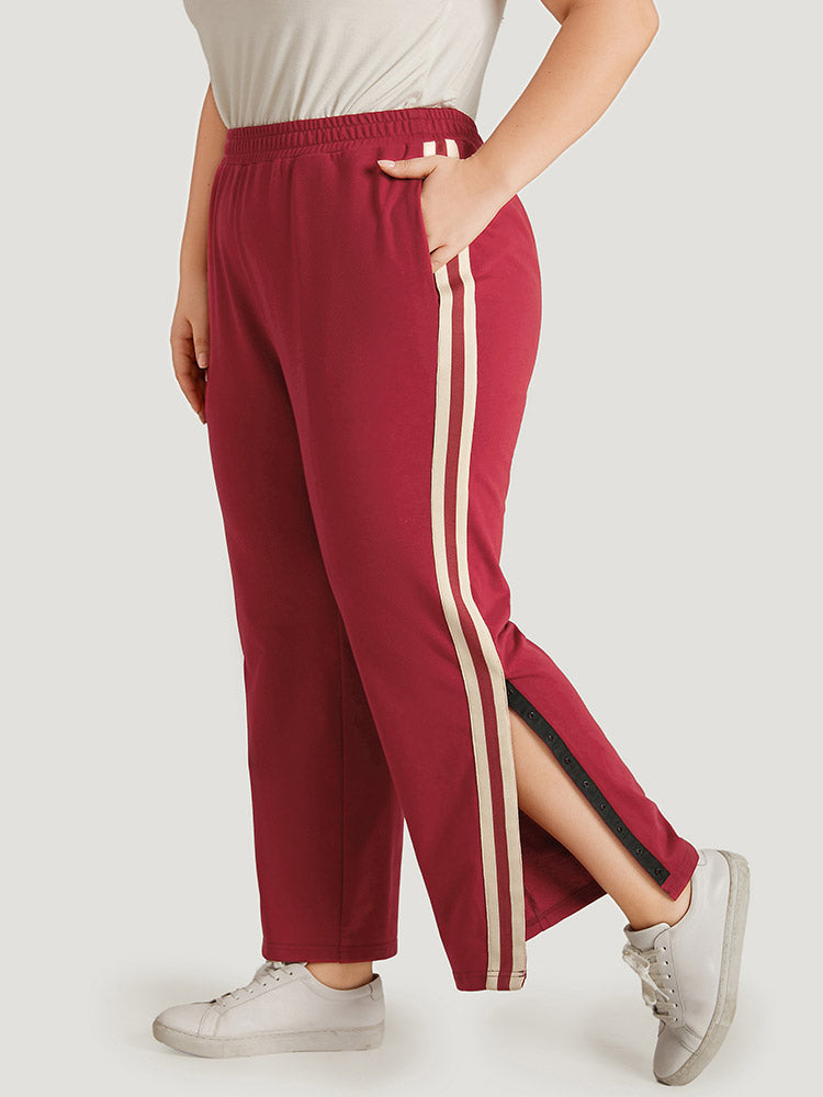 Two Tone Pocket Split Side Elastic Waist Sweatpants
