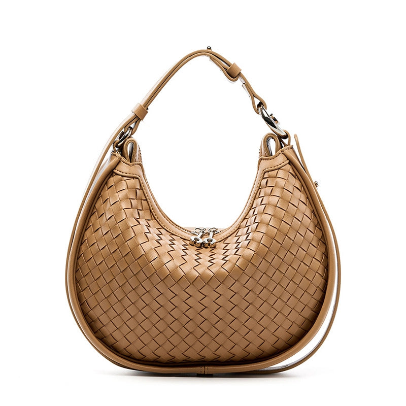 Women's Medium Two-Layer Cowhide Leather Solid Color Basic Classic Style Pillow Shape Zipper Underarm Bag