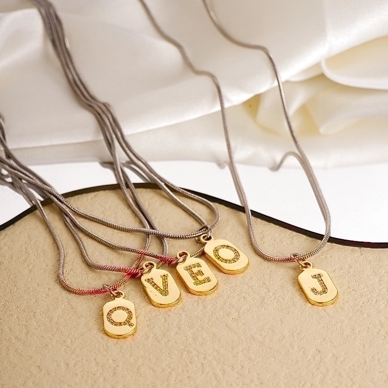 304 Stainless Steel Titanium Steel Gold Plated Minimalist Plating Chain Inlay Letter Zircon Pendant Necklace