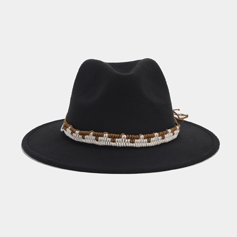 Women's Elegant Basic Solid Color Big Eaves Fedora Hat